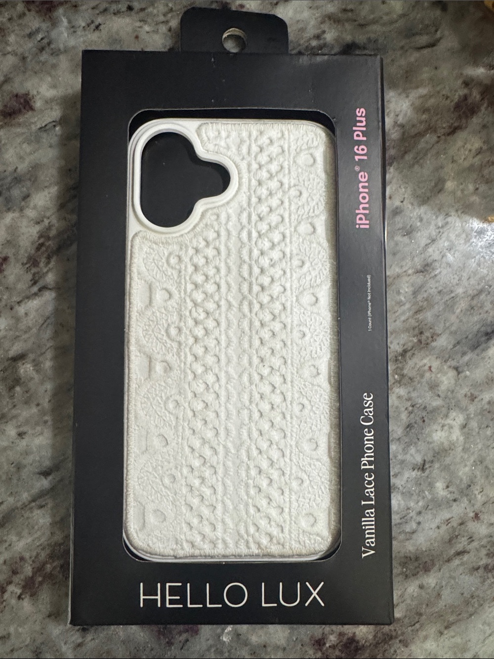 NEW HELLO LUX Vanilla Lace Phone Case for iPhone 16 Plus - White